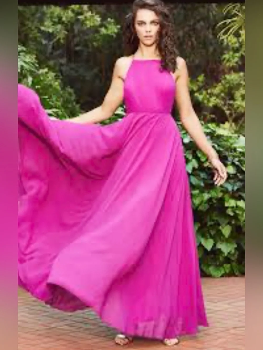 Lulus Mythical Kind of Love Magenta Chiffon Maxi Dress
